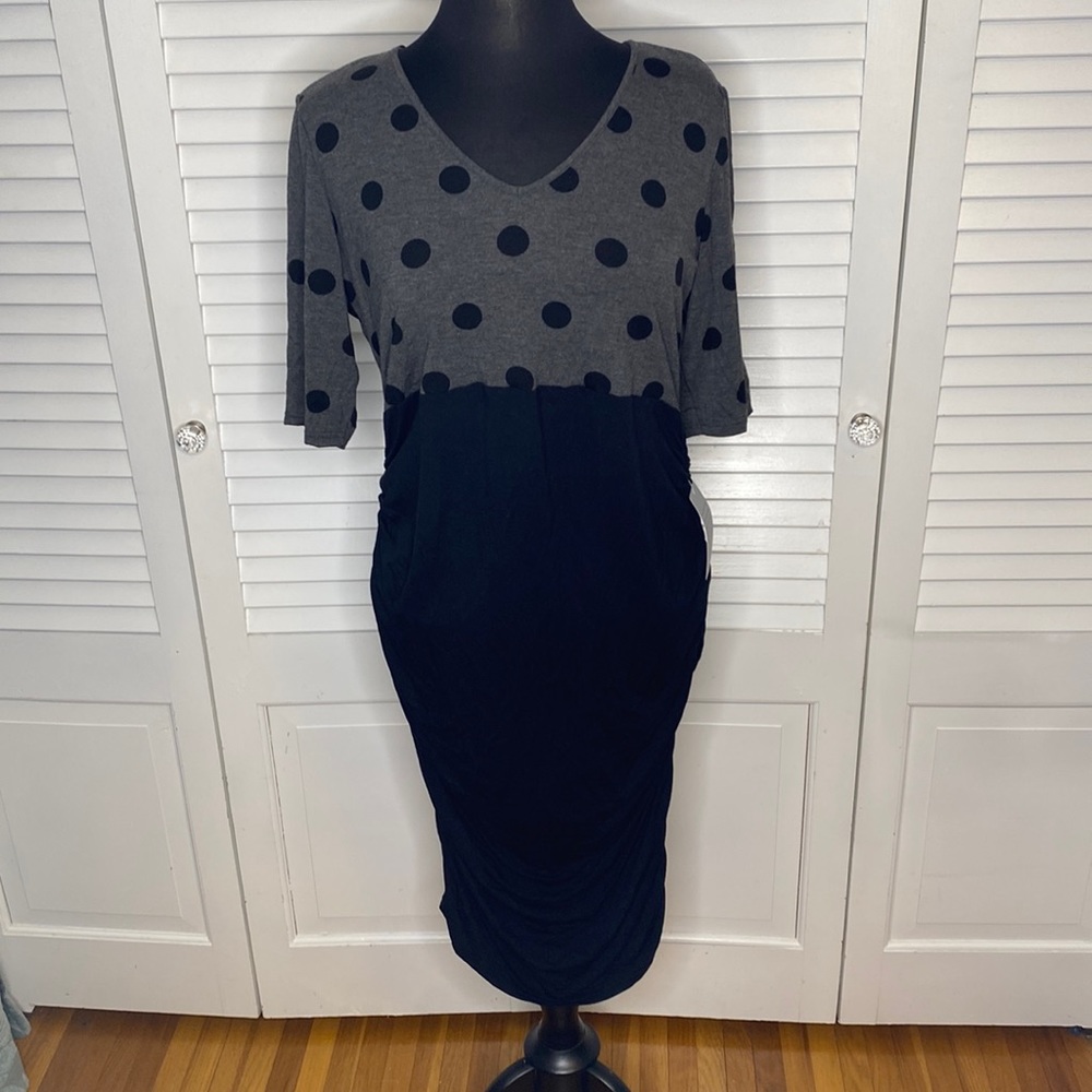 Kimi & Kai Maternity Farrah Polka Dot Dress NWT